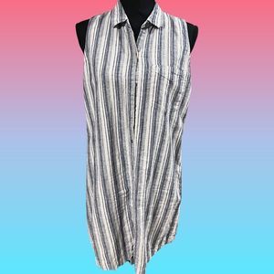 Abercrombie & Fitch Sleeveless Striped Mini Dress - Navy and White